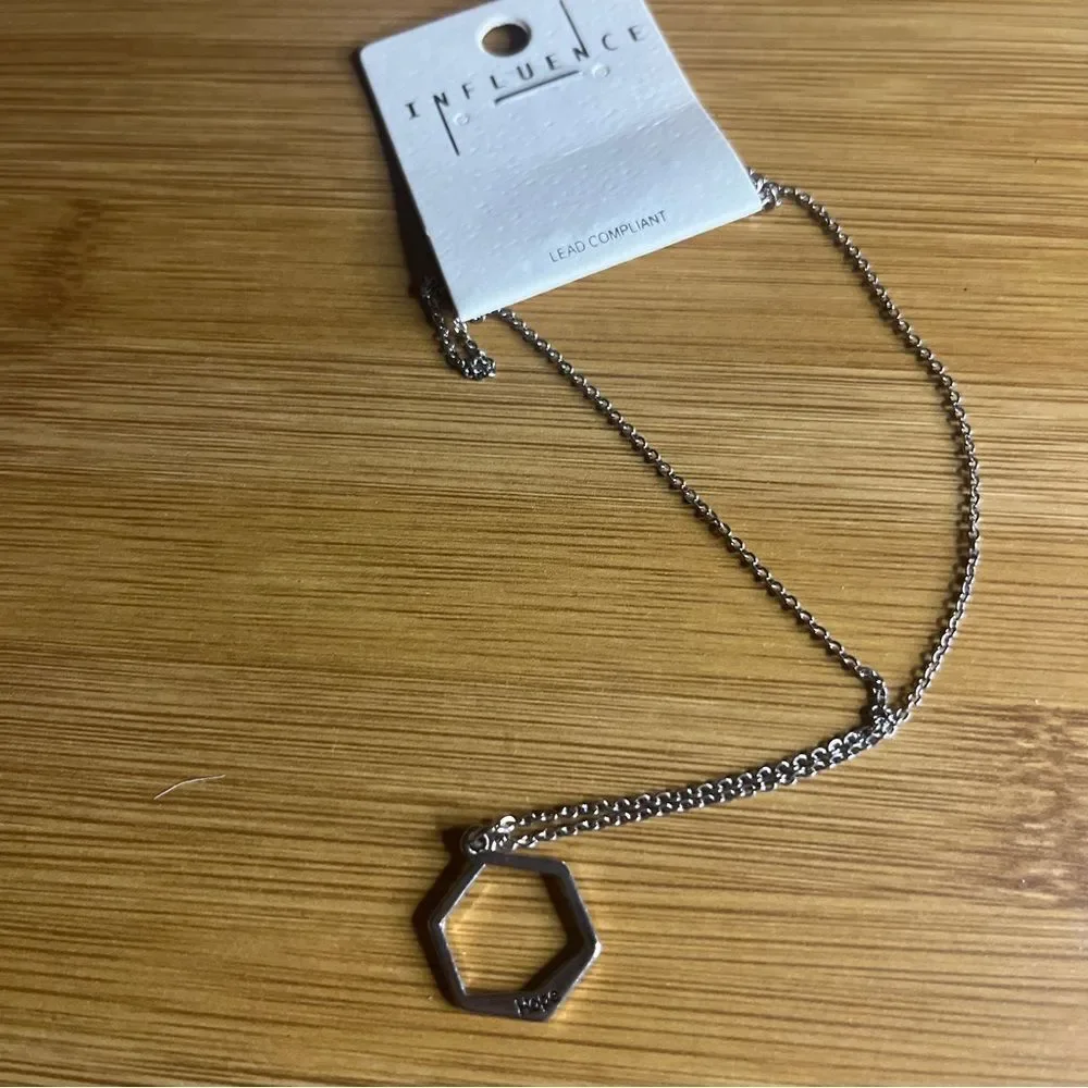 New Elegant Silver HOPE Hexagon Pendant Necklace